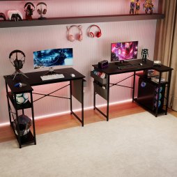 Levede L Shaped Gaming Desk with Storage Bag in Black Colour