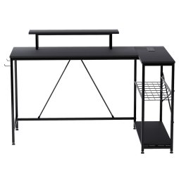 Levede L-Shaped Gaming Desk Computer Table with RGB Lights Power Outlets 132.5CM