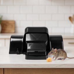 TOQUE Mouse Trap Quick Tunnel Catch Safe Reusable Indoor for Kitchen Black 4pc