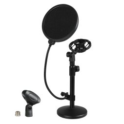 Levede Desktop Microphone Stand Adjustable Mic Clip Desk Pop Filter Shock Mount