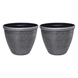 TOQUE 2PCS Plastic Garden Plant Pots 30cm Round Outdoor Planters Drainage Holes