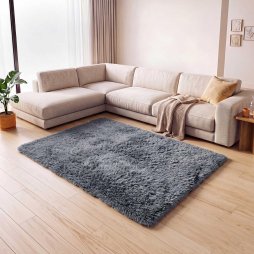 Marlow Rug Fluffy Soft Pile Carpet Non Slip Anti Shedding for Living Room Grey