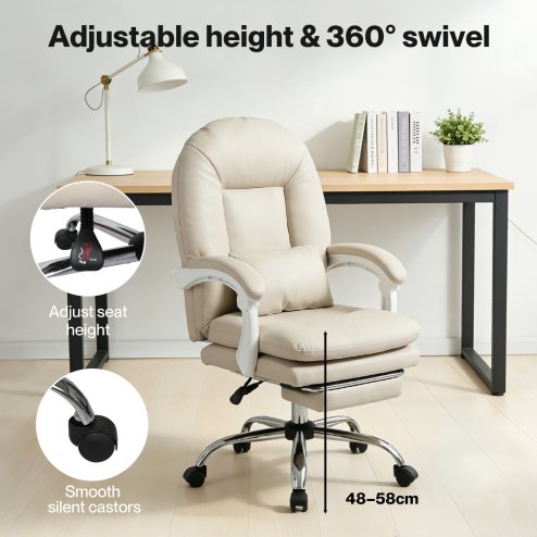Levede Office Chair Ergonomic Executive Chair Heavy Duty 155??Reclining Leather