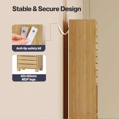 Levede Bathroom Storage Cabinet Hallway Tall Cupboard Adjustable Shelves Oak