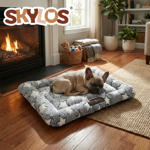 Skylos Dog Bed Arctic Fleece Soft Pet Cushion Mattress Small Dog Puppy Crate Mat