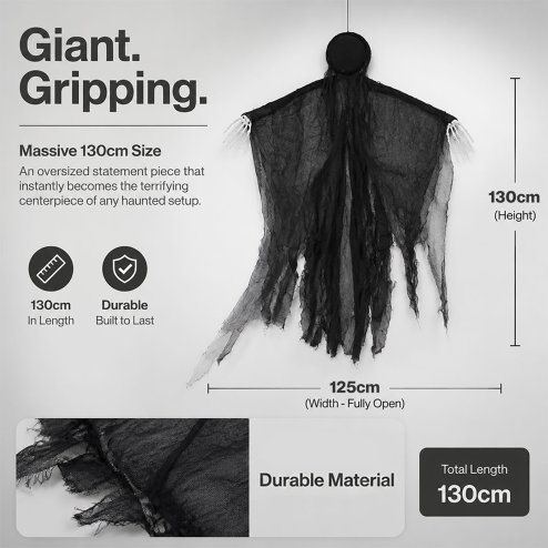 Yezi Halloween Decorations Grim Reaper 130cm Black Polyester Foam