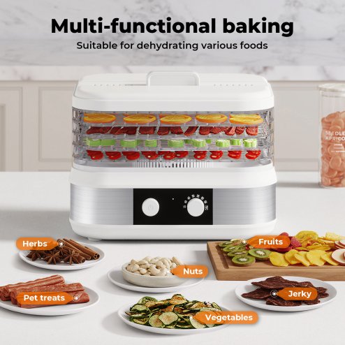 Spector 5 Tray Stainless Steel Food Dehydrator Jerky Fruit Vegetable Dryer White