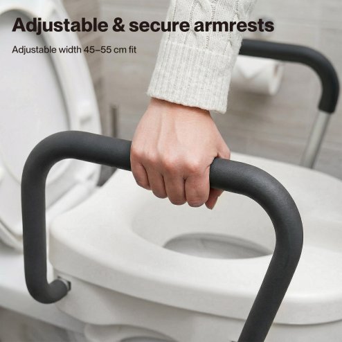 Levede Raised Toilet Seat 12cm Riser with Adjustable Arms for Elderly Disabled