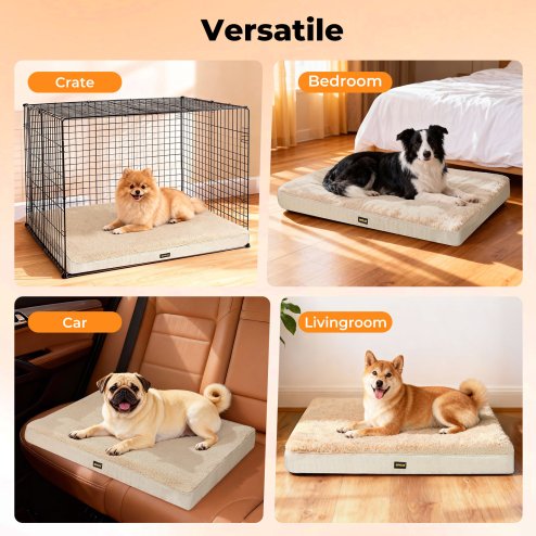 Skylos Dog Bed Washable Pet Cushion Cage Mattress Crate Mat Non Slip Soft Fleece