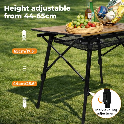 Levede Adjustable Folding Camping Table Aluminium Portable Picnic Desk 90x52cm
