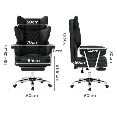 Levede Office Desk Chair Big and Tall for Heavy People with Footrest PU Black