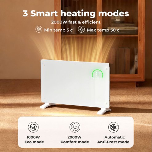 Spector Electric Radiator 2000W Panel Heater Wall Mounted Freestanding White