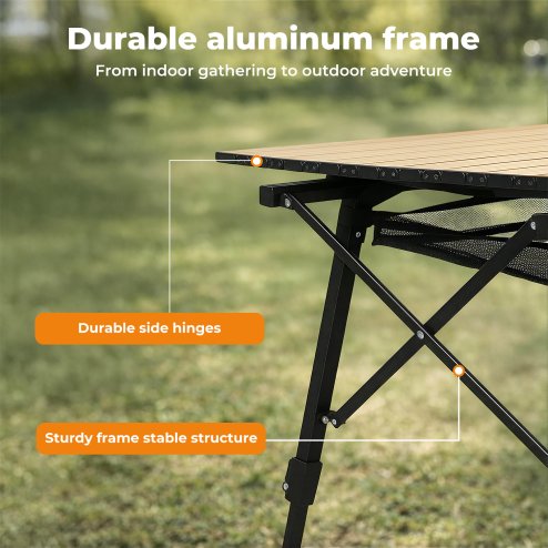 Levede Adjustable Folding Camping Table Aluminium Portable Picnic Desk 90x52cm