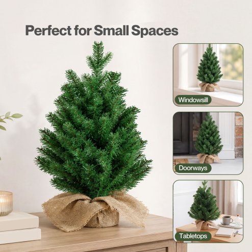Santaco Christmas Tree Xmas Spruce Cement Base 75 PVC Tips Tabletop Indoor Green