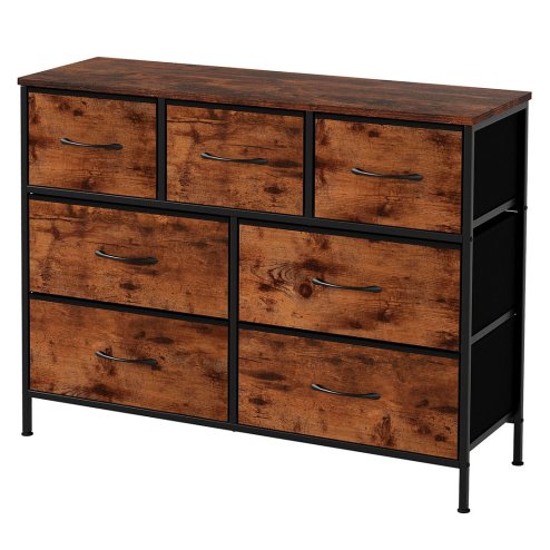 Levede Chest of Drawers 7 Drawer Storage for Bedroom Living Room in Brown Black