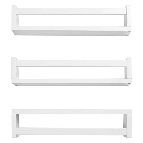 Levede Nursery Book Shelves Kids Wall Floating Shelf White Solid Wood 3 Pack