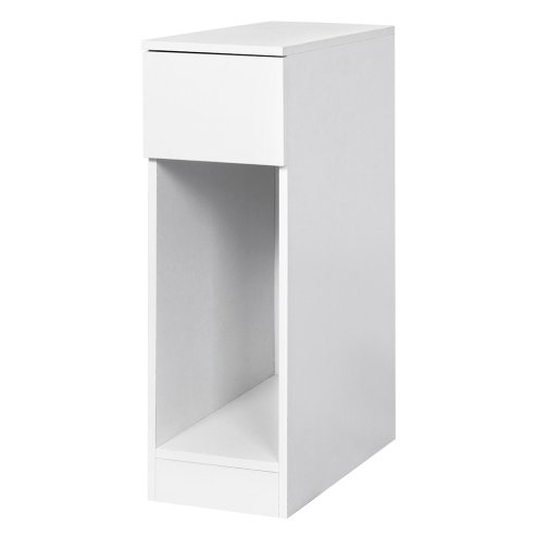 Levede Bedside Table Cabinet Narrow Slim Side Cabinet White Drawer Open Shelf
