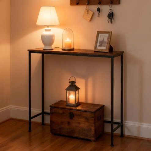 Narrow Console Table Slim Entryway Hallway Sofa Table Display Shelf Industrial