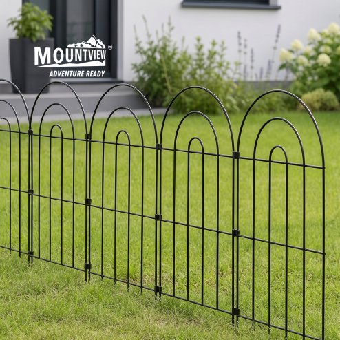 Mountview Garden Fence 10pc Metal Dog Fence Picket Fence Black Steel