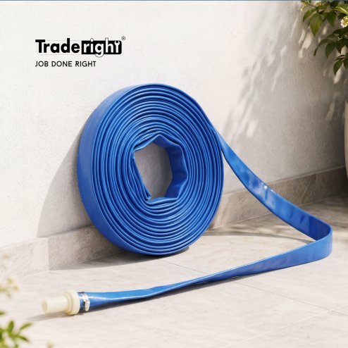 TradeRight Hose Pipe 1 Inch Reinforced PVC 20m for Home Pool Drainage Pump Blue