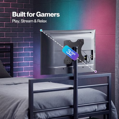 Levede Single Bed Frame Gaming Bed TV Bed 360 Rotating Mount Metal Black