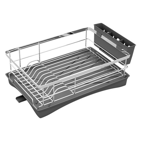 Toque Dish Drainer Drying Rack Stainless Steel Plate Cutlery Holder Drip Tray