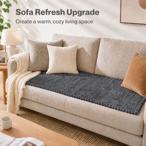 Marlow Corduroy Sofa Cover Pet Friendly Non Slip Washable 70 x 150cm Deep Grey