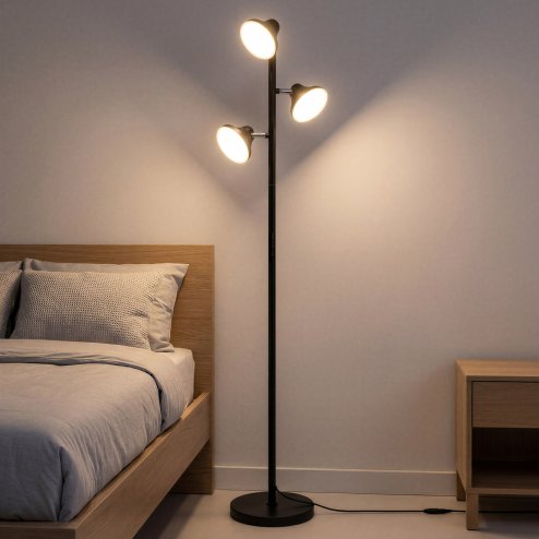 Emitto Floor Lamp, 3-Light Dimmable Standing Lamp, Remote Touch, Black Image