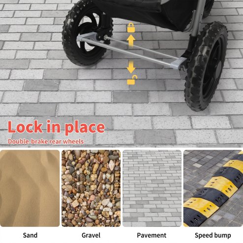 Skylos Pet Stroller Pram Dog Carrier Trailer Strollers 3 Wheels Foldable Large