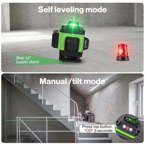Traderight 16 Line Laser Level 4D Green Cross Line Self Leveling Rotary Measure