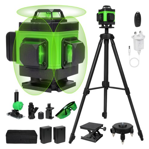 Traderight 16 Line Laser Level 4D Green Cross Line Self Leveling Rotary Measure