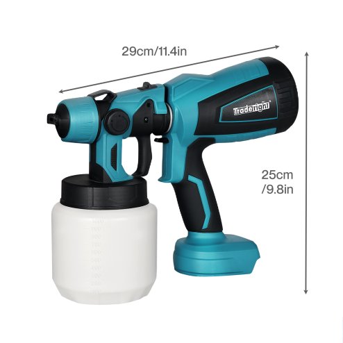 Traderight Cordless Paint Sprayer 18V Electric Spray Gun 1000ml HVLP 6 Nozzles