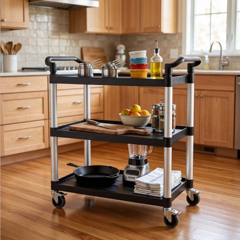 Levede Tool Trolley 3 Tier Rolling Storage Cart Multi-functional Workplace Black