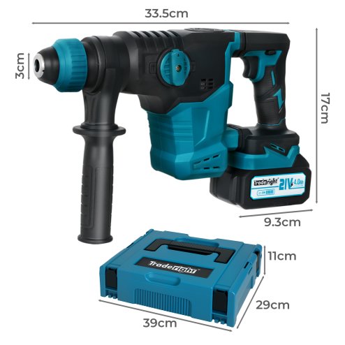 Traderight 21V Cordless Rotary Hammer Drill SDS Plus Concrete Impact Drill Tool