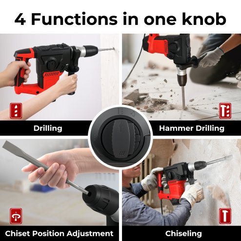 Traderight Hammer Drill Heavy Duty Corded Electric Impact Driver with Bit Set