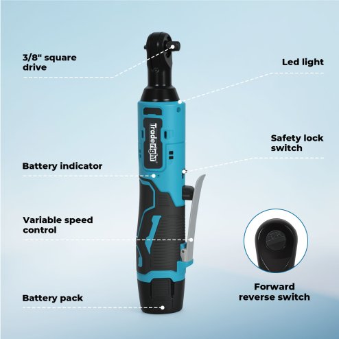 Traderight Electric Cordless Right Ratchet 3/8