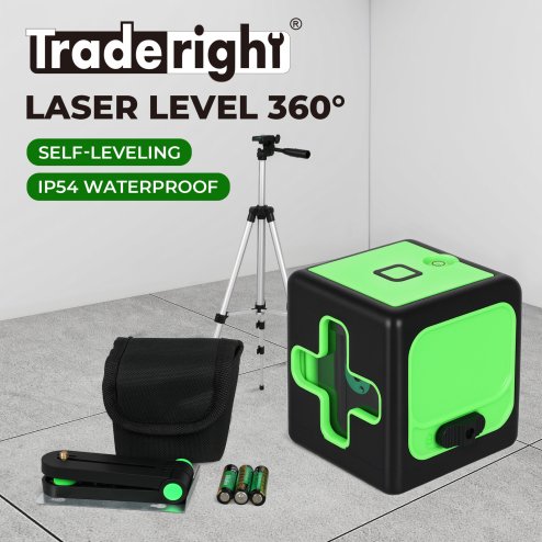Traderight Green Laser Level Self Leveling IP54 Water Resist with Tripod