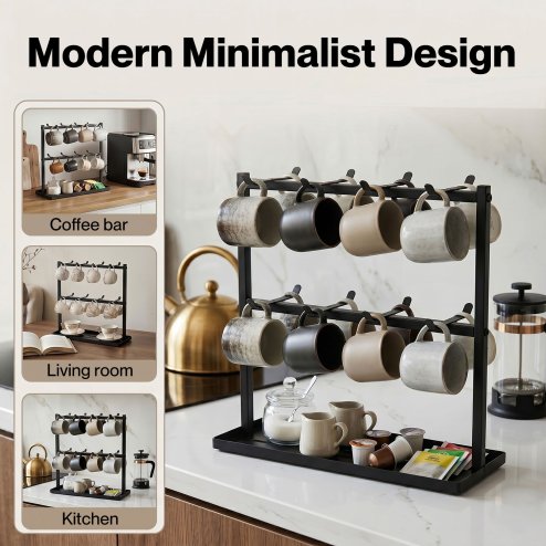 Levede Mug Holder Stand Countertop Coffee Cup Rack Storage Organiser 16 Hooks