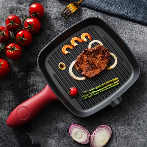 Toque Cast Iron Griddle Grill Pan Square Skillet BBQ Non?Stick Frying Cookware