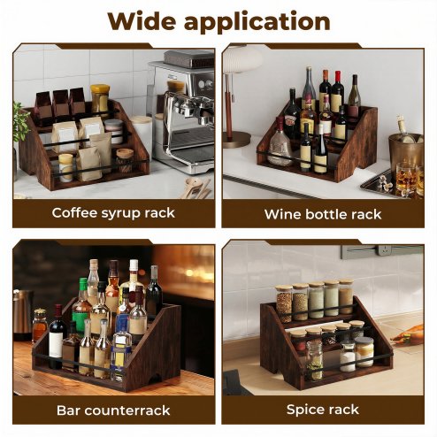 Toque Counter Top Wine Rack Storage Liquor Bottle Display Shelf Wooden Holders