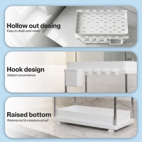 Toque Under Sink Organiser Two Slide-Out Drawers Kitchen Storage 2pcs White