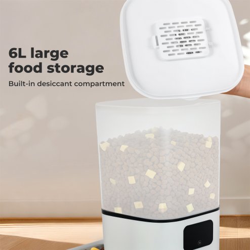 Skylos Dog Feeder Food Automatic Dispenser 6L Dual Bowl APP Timer Portal Contol