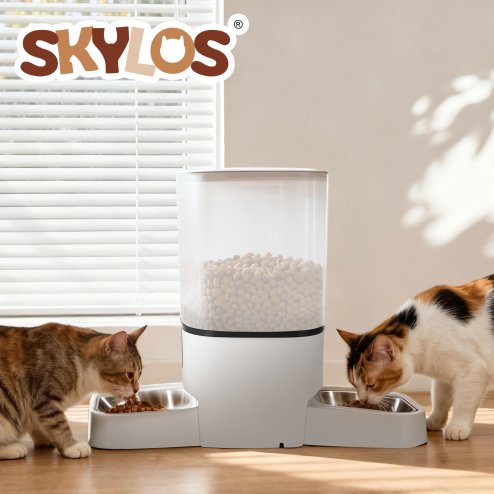Skylos Dog Feeder Food Automatic Dispenser 6L Dual Bowl APP Timer Portal Contol