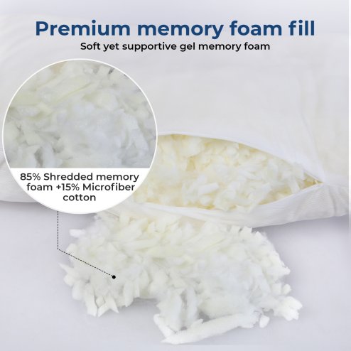 Lavio Side Sleeper Pillow Shreded Memory Foam Adjustable Comfort Bounce Back