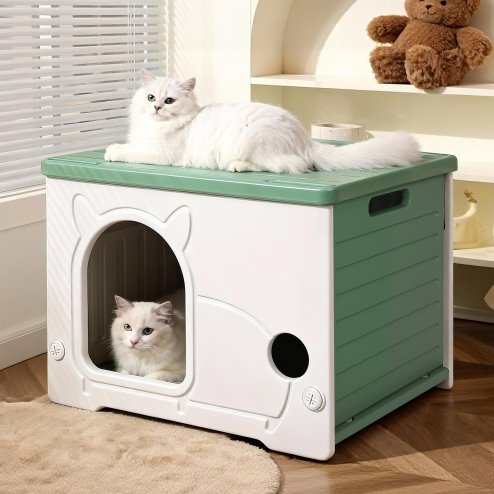 Skylos Dog Kennel Plastic Puppy Shelter Pet House Weatherproof Outdoor Indoor Image