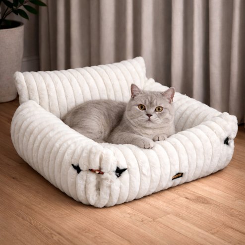 Skylos Pet Sofa Couch Bed for Cats Small Dog Washable Expandable Soft Deep Sleep Image