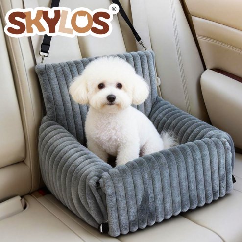 Skylos Dog Car Seat Booster Bed Carrier Memory Foam Travel Pet Seat Dark Grey