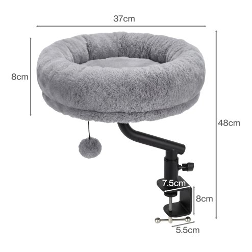Skylos Cat Desk Bed Rotatable Adjustable Elevated Grey Cozy Hanging Desk