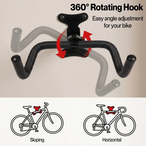 MONVELO Bike Wall Mount Rack Foldable Bicycle Storage Hanger Holder Adjustable