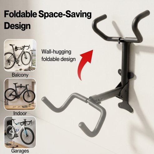 MONVELO Bike Wall Mount Rack Foldable Bicycle Storage Hanger Holder Adjustable
